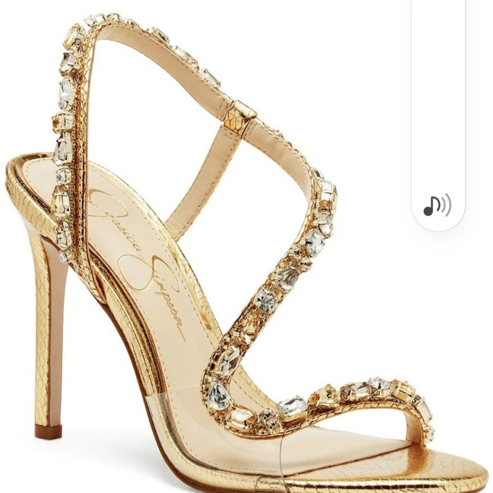 Jessica Simpson Gold Strappy Heels Stiletto Design